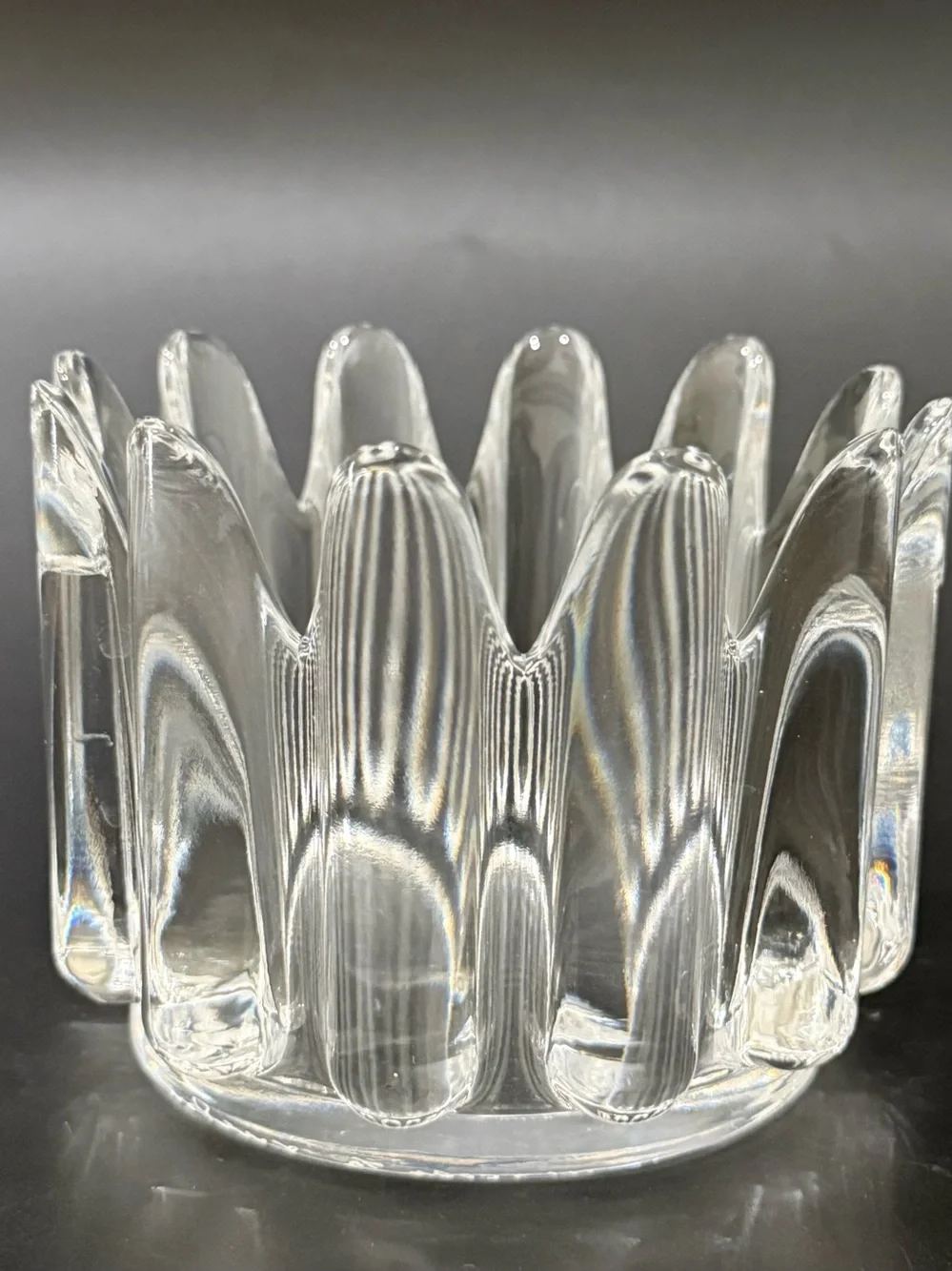 Vintage ORREFORS Sven Palmqvist Princess Crown Clear Crystal Candle Holder